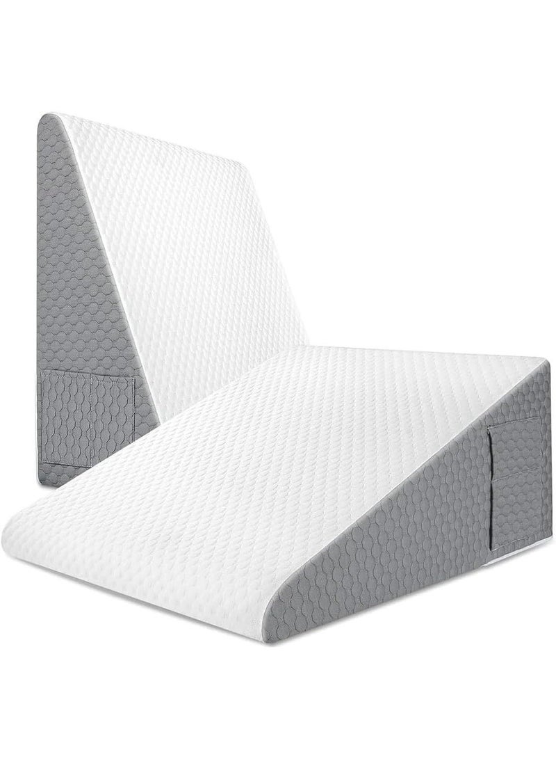 Sleep wedge pillow, adjustable height 8-12 inches bed wedge pillow, back support pillow, suitable for acid reflux, leg and neck pain, snoring problems, triangular pillow - cold memory cotton top - Image 1